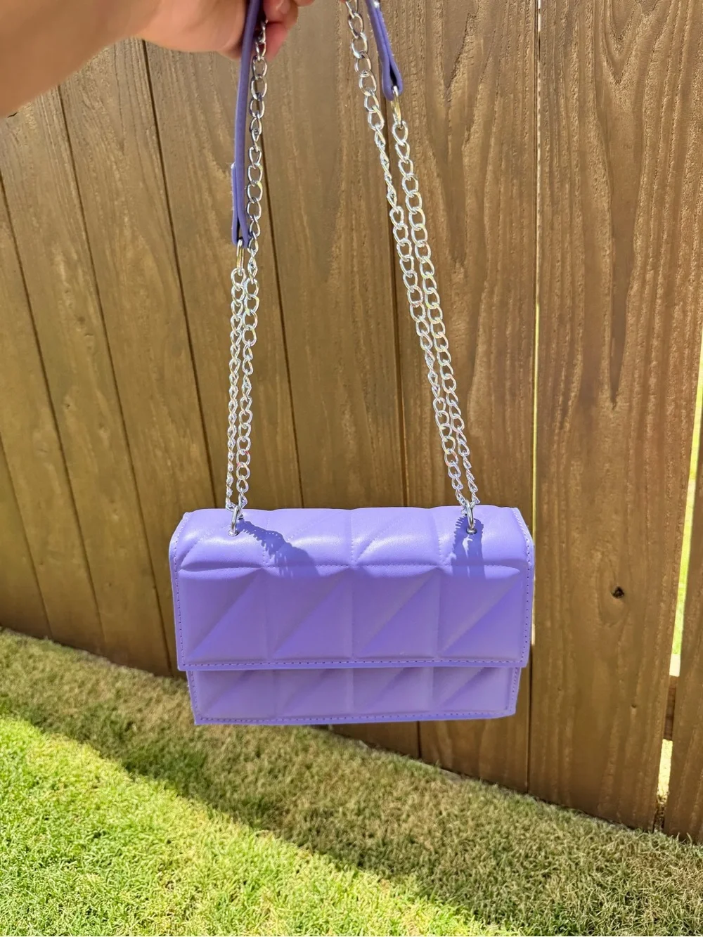 Quilted Lavender Chain Shoulder Bag - Unbranded